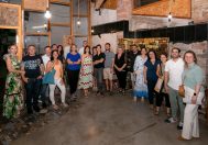 Foto de grup del sopar del Club dels Mecenes del passat 21 de juliol amb representants de les diferents empreses i membres de FiraTàrrega (Fotografia de Núria Boleda)